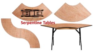 Serpentine Wood Folding Banquet Table For Rent