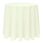 A Spun Polyester Ivory Tablecloth - 84 - Round
