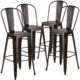 Spandex Tablecloth with Tables - Bistro Cafe High Back Stool Distressed Copper Metal