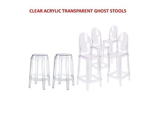 Clear Ghost round back bar stools