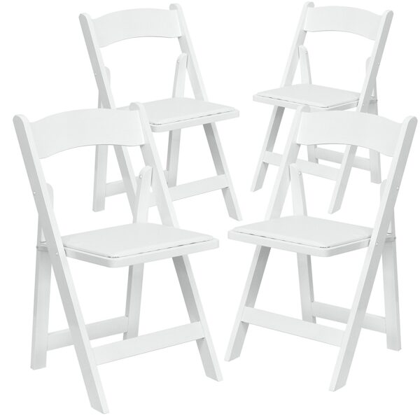 Chairs folding resin, and wood white for rent