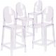 251 Finished Top Cocktail Tables - Clear Ghost Round Back Bar Stools - Bar Height - N/A