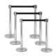 A2 Retractable Stanchions Chrome With Red, Black, Blue Belt - Retractable Stanchions Chrome Black