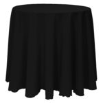 A Brilliant Black Spun Polyester Tablecloth - 84 - Round