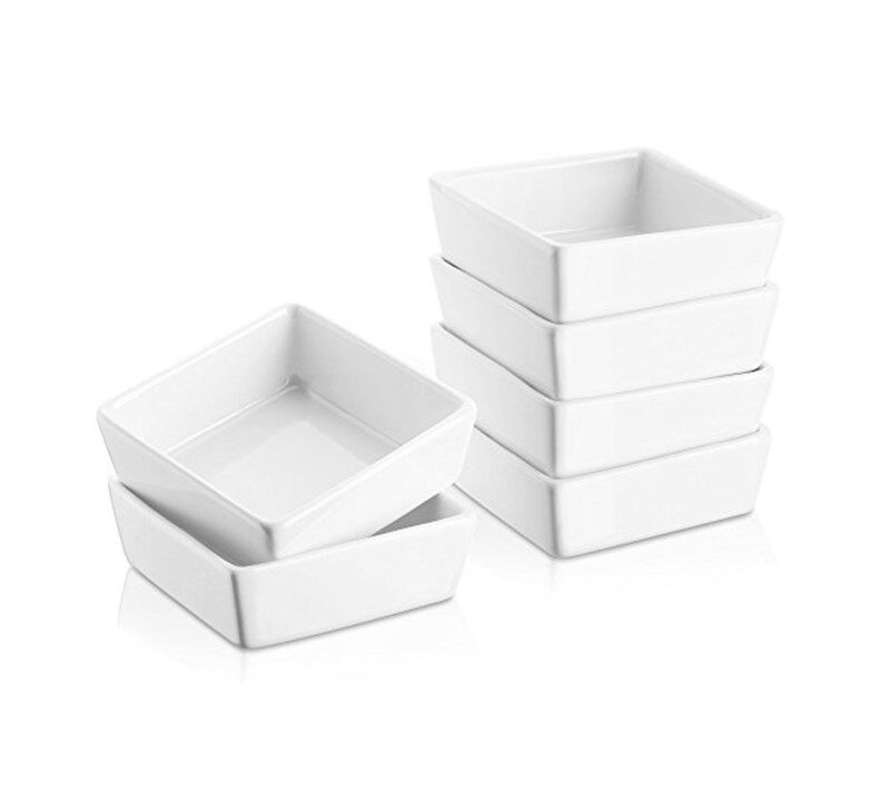 114 White Square 4in Bowls