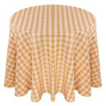 Check Tablecloth Yellow And White - rounds - 132”