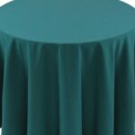 Spun Polyester Teal Tablecloth - 84 - Round