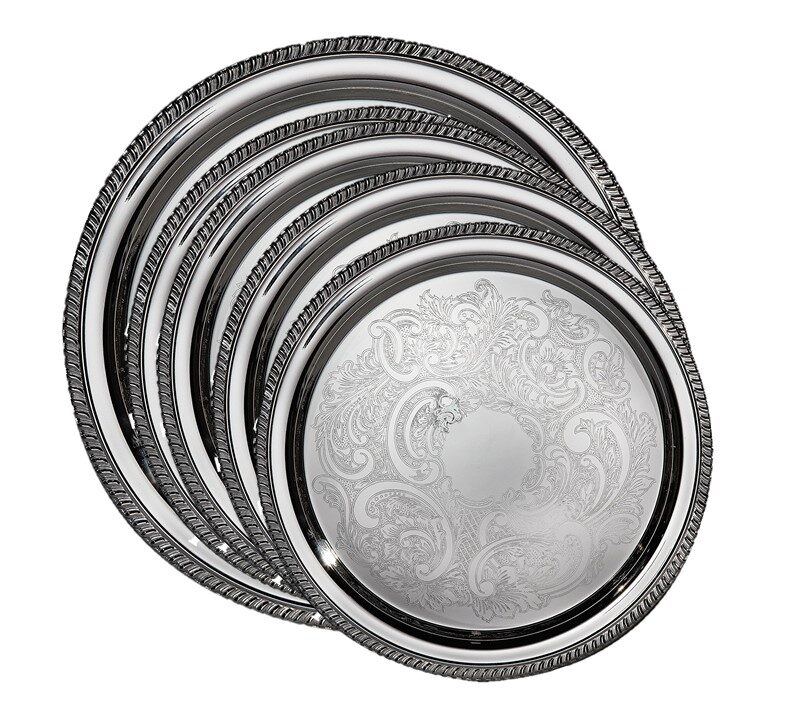 C Silver Tray with Rope Edge