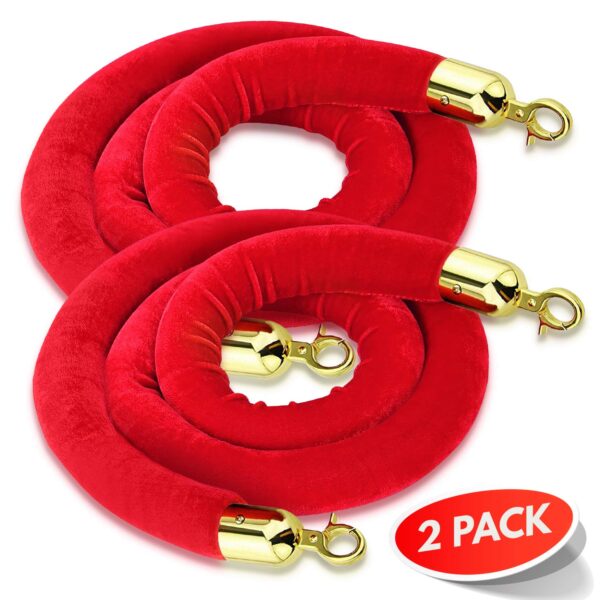 Red stanchion rope with gold tip