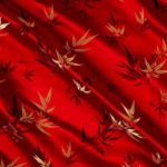 Chinese Brocade Sateen Bamboo Red - rounds - 132”