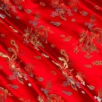 Chinese Brocade Sateen Dragon Red - rounds - 132”