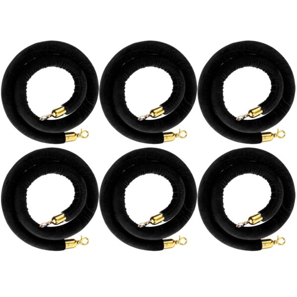Stanchion Ropes Velvet Black With Gold Hooks
