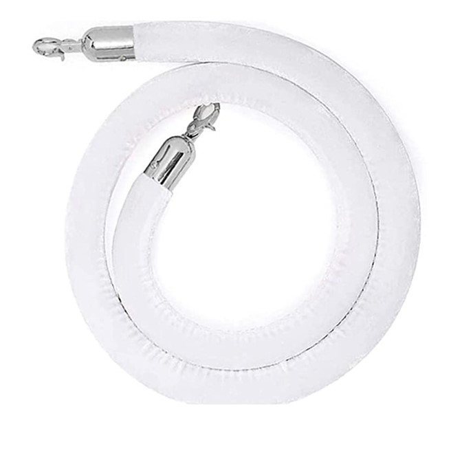 White Velvet Stanchion Rope with Chrome Hooks