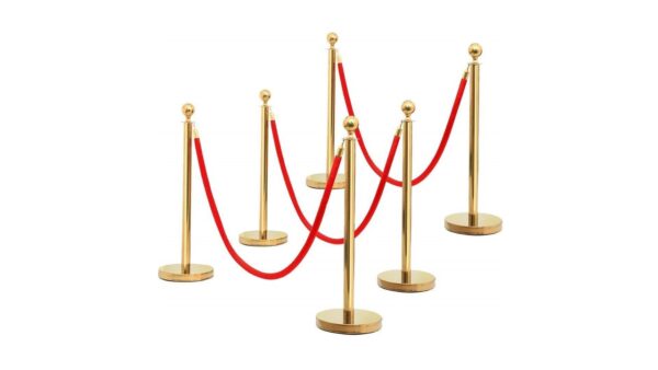 Gold stanchion with red rope