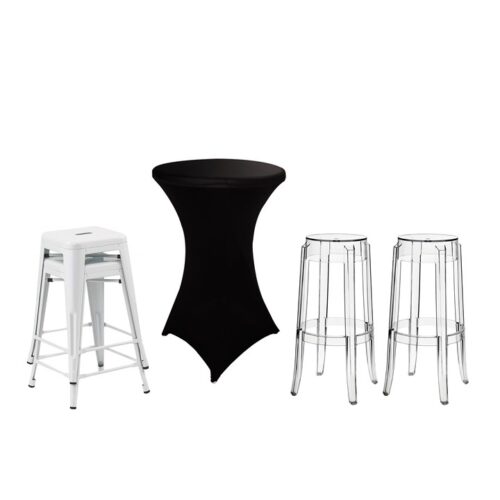 Spandex Cocktail Tablecloths and Bar Stools