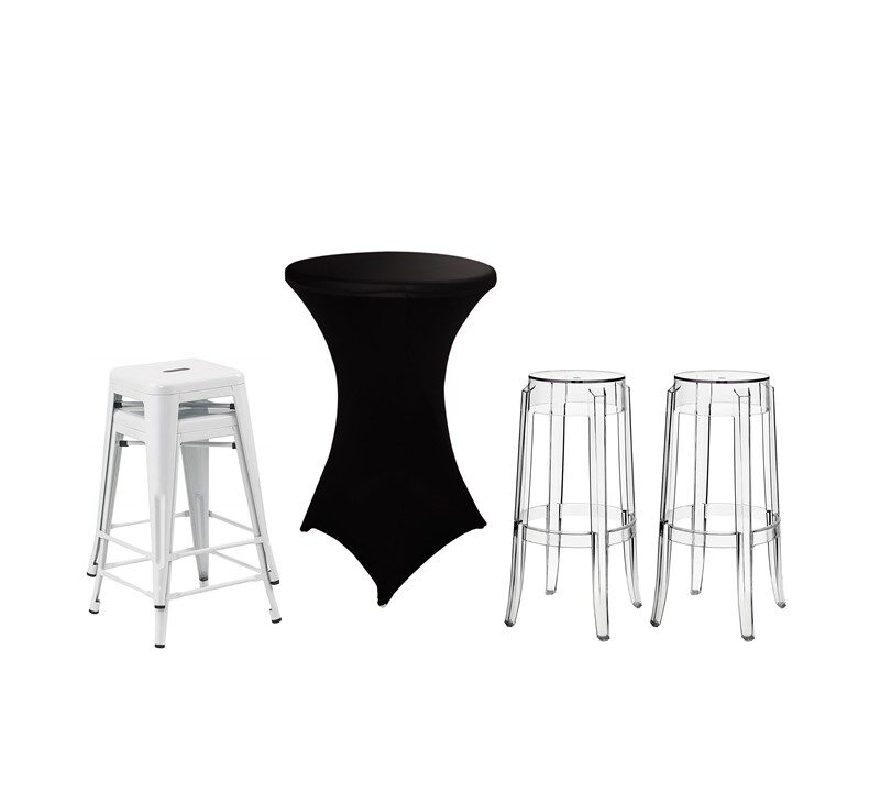 Spandex Cocktail Tablecloths and Bar Stools