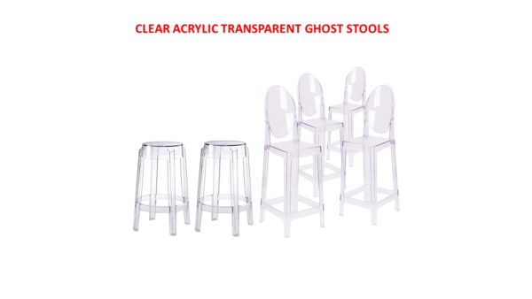 813 Clear Ghost Round Back And Backless Bar Stools