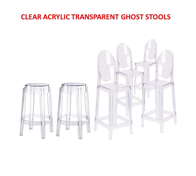 813 Clear Ghost Round Back And Backless Bar Stools