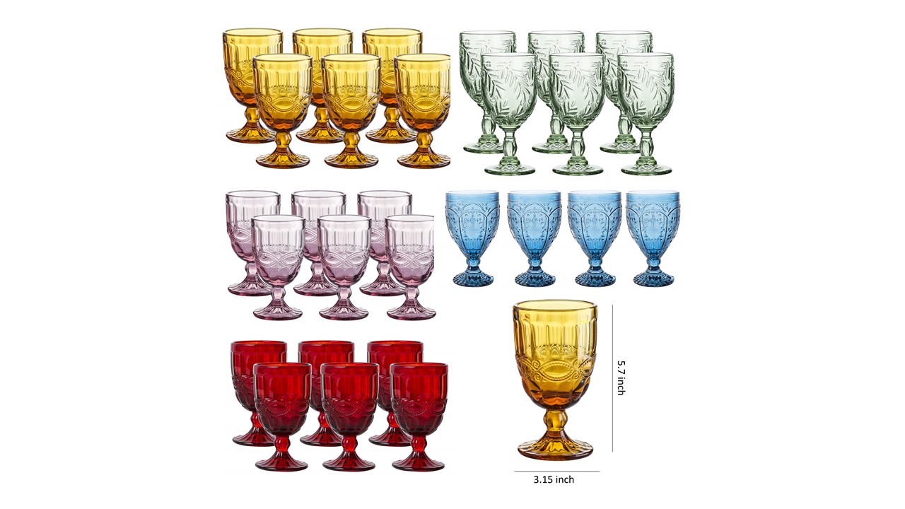 555 Vintage Glass Colored Goblets