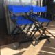 A2 Gold Stanchion & Blue Rope - Directors Chair with black frame and blue seat