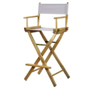 Bar Stools Directors Chairs Natural Frame-with White Canvas,