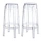 251 Finished Top Cocktail Tables - Clear Ghost Backless Bar Stools - Bar Height - N/A
