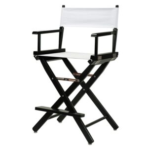 Directors Chairs 24 Inch Counter High Black Frame with White Canvas