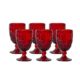 555 Vintage Glass Colored Goblets - Vintage Red for 6 Pcs