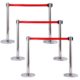 A2 Retractable Stanchions Chrome With Red, Black, Blue Belt - Retractable Stanchions Chrome Red