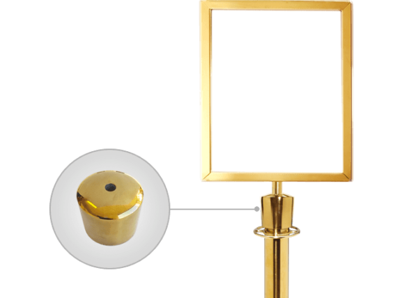 gold stanchion sign holder