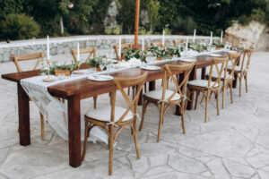 rustic cross back chairs for rent