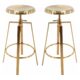 B Brage Backless Round Seat Adjustable Height Bar Stools (Gold)
