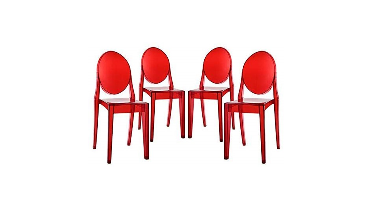 Stackable Ghost red Round Back Chair for Rent