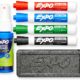 A Whiteboard And Dry Erase Board - markers and erasers
