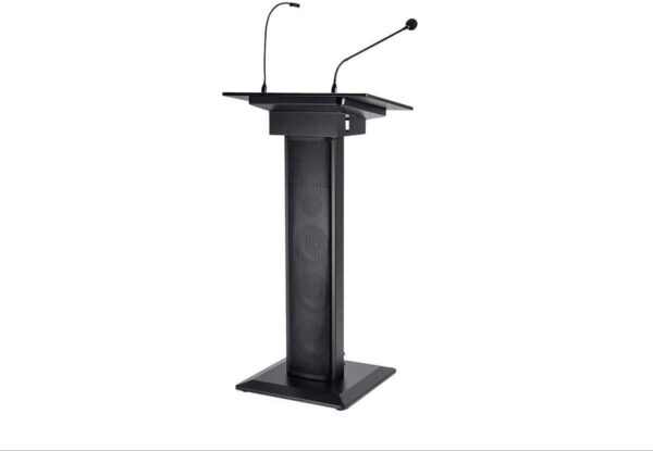 A Podium Lectern Black With Mic