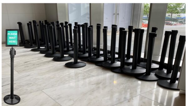 Stanchions Black Retractable with sign holder