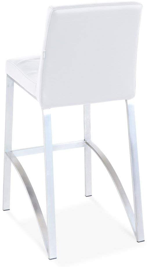 Bar Stool Contemporary with Metal Base - White