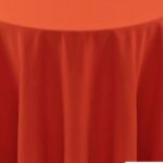 Orange spun polyester Tablecloth - 84 - Round