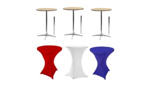 Spandex Cocktail Tables for rent