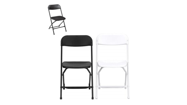 black plastic metal folding chairs