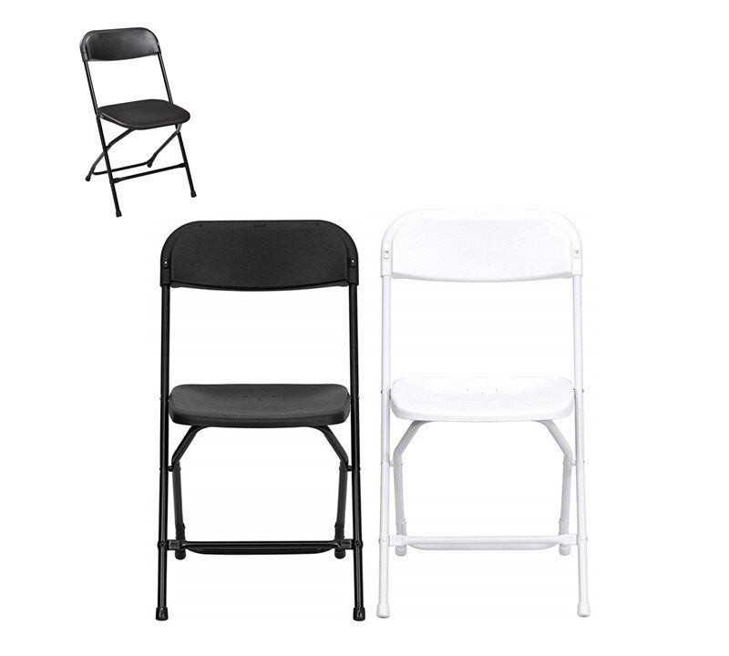 black plastic metal folding chairs