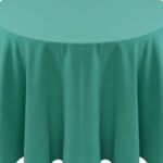 Spun Polyester Aqua Tablecloth - 84 - Round