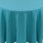 Spun Polyester Turquoise Tablecloth - 84 - Round