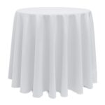 A Amazing White Spun Polyester Tablecloth - 84 - Round