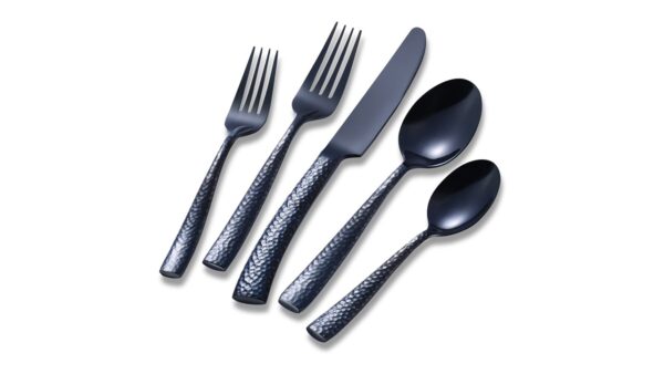 C Black Stainless Steel Hammered Flatware
