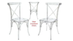 Clear Cross back Chairs 