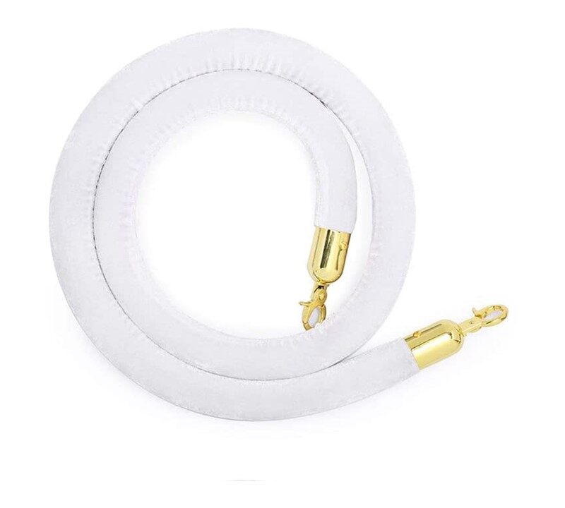 white stanchion ropes with gold tip
