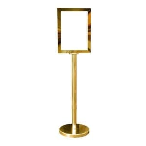 A1 Gold Stanchion And Ropes - Gold Stanchion sign Holder with Post 11″ x 17″ Vertical