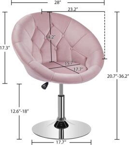 Makeup Chair Velvet Round Tufted Back Swivel Pink