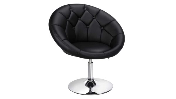 Makeup Chair Velvet Round Tufted Back Swivel Black